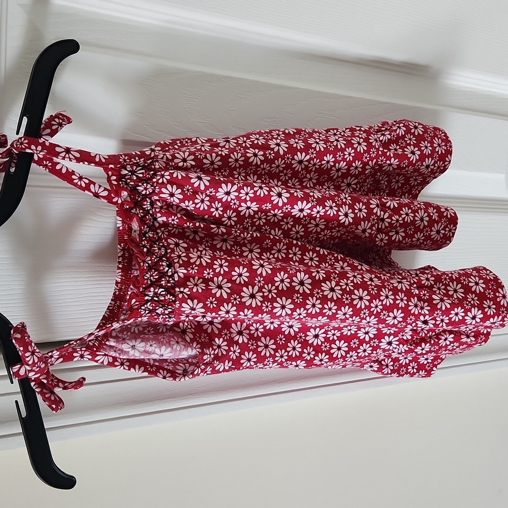 Children's Place Girls Daisy Tie Shoulder Dress - Ruby 12-18 months
